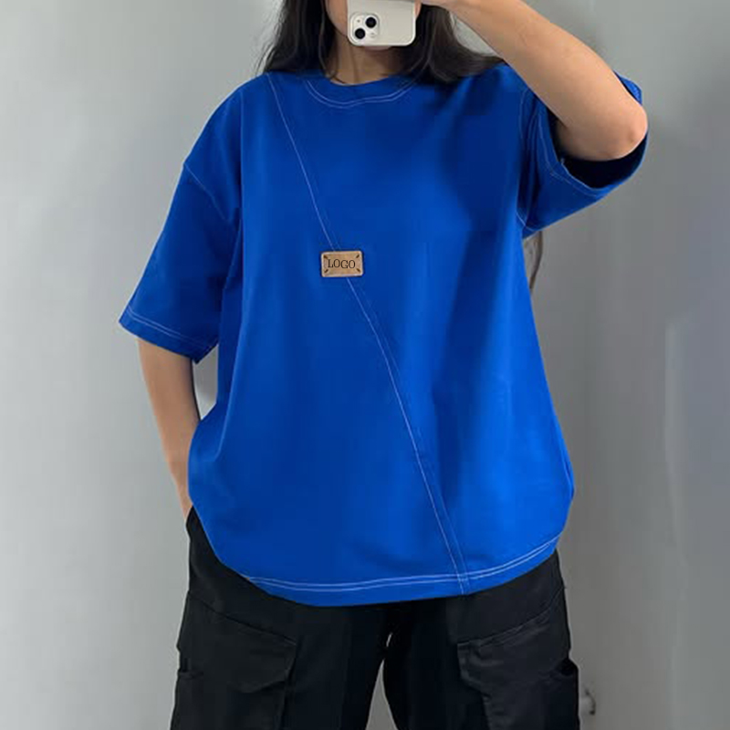 clothing factory oversize unisex high quality contrast stitch t-shirt contrast stitch t-shirt